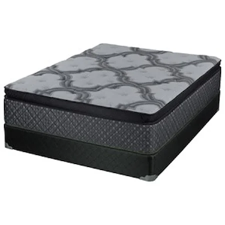 Queen Plush Pillow Top Pocketed Coil Mattress and Wood Foundation